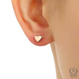 Sterling Silver Tiny Heart Stud Earrings - Minimalist Design