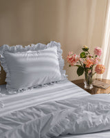 100% Cotton King Size Duvet Cover Set - Ruffled Plain Washed Design
