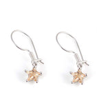 Sterling Silver Star Dangle Earrings with Quartz Gemstones