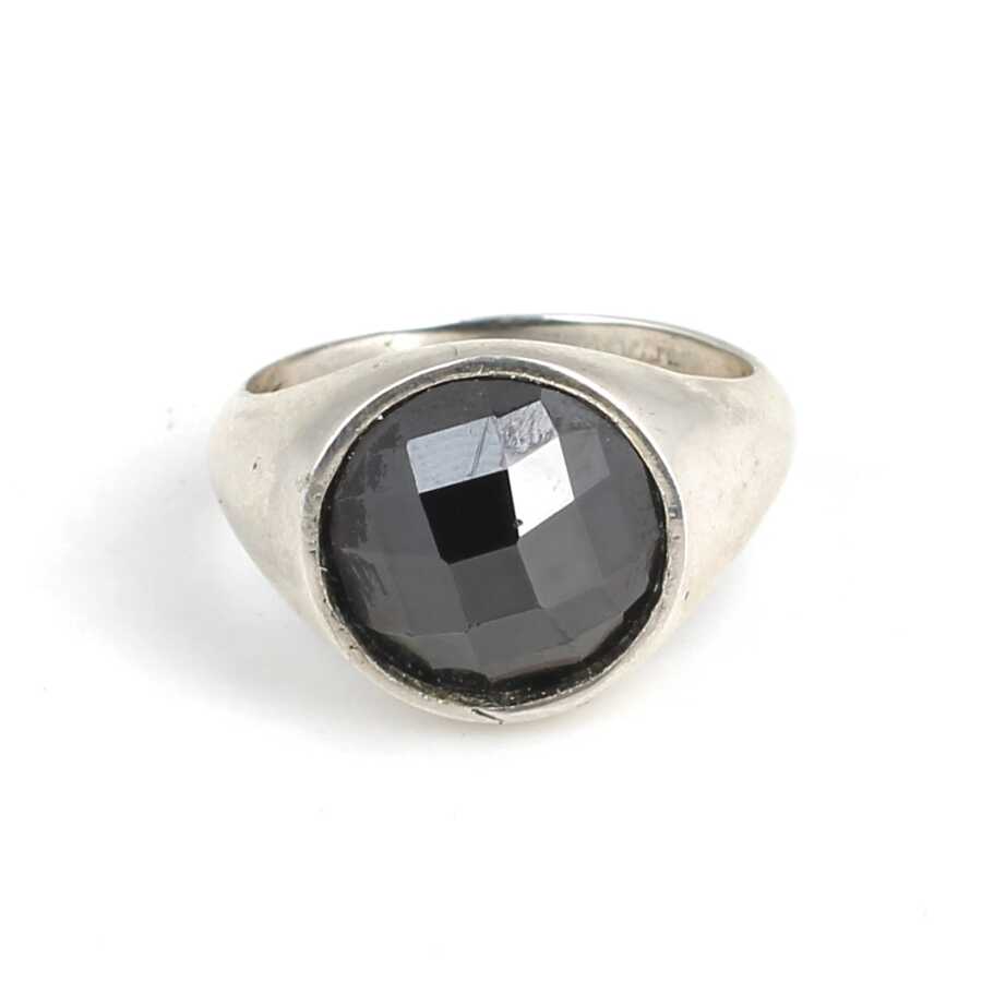 925 Sterling Silver Men's Ring with Polished Onyx Stone