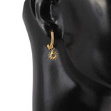 Dazzling Sterling Silver Zircon Sun Charm Dangle Hoop Earrings