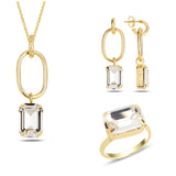 Sparkling Crystal Statement Set - Modern Oval & Emerald Cut Design