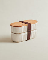 500ml Lunch Box Food Storage Containers - Set of 2 with Wooden Lids