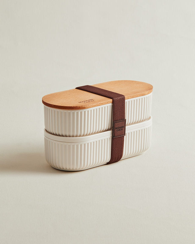 500ml Lunch Box Food Storage Containers - Set of 2 with Wooden Lids