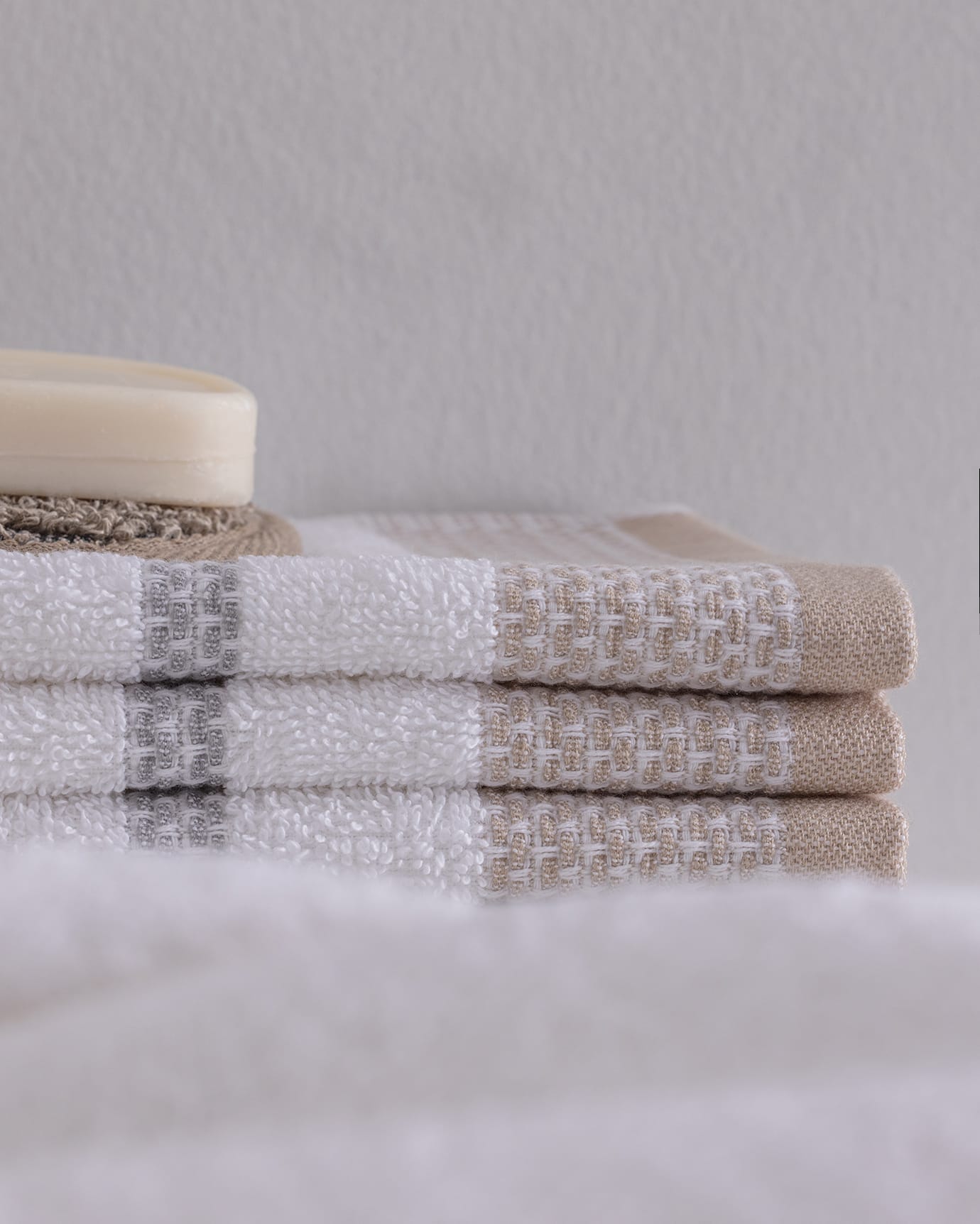 4-Pack Cotton Hand Towel Set - Beige & Gray