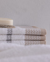 4-Pack Cotton Hand Towel Set - Beige & Gray