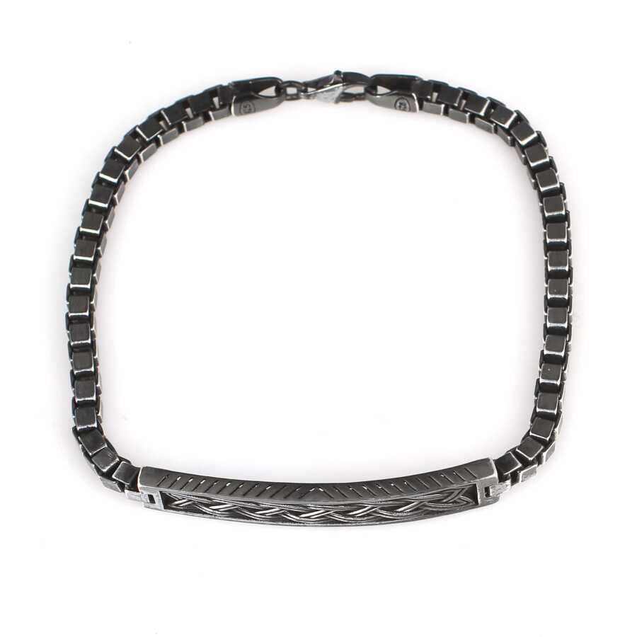 Elegant 925 Sterling Silver Cube Chain Bracelet - Braided Motif