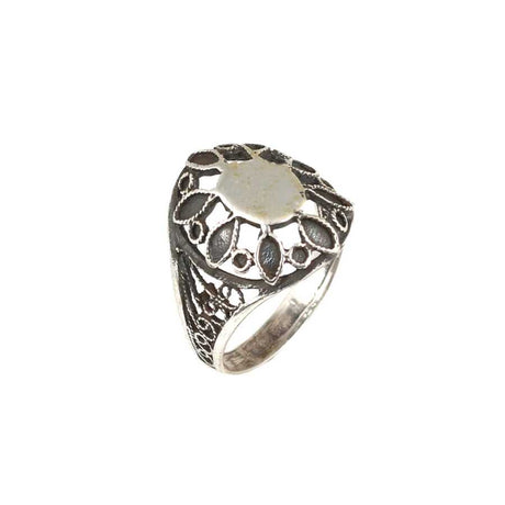 925 Sterling Silver Oval Filigree Ring - Artisanal Handcrafted Design