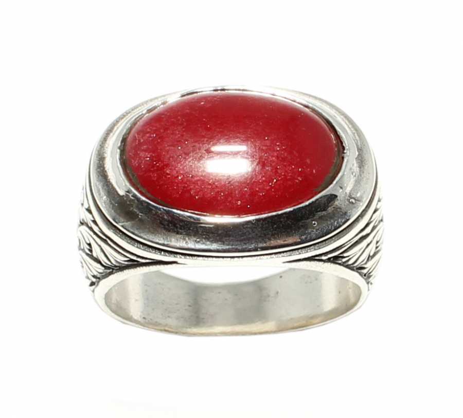 Bague pour homme en argent sterling 925 avec agate - Design à motif elliptique