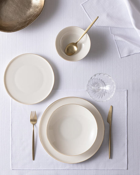 New Bone China 24-Piece Dinner Set - White & Gold Mirage