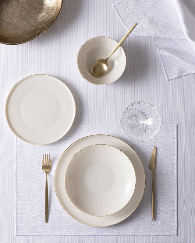 New Bone China 24-Piece Dinner Set - White & Gold Mirage