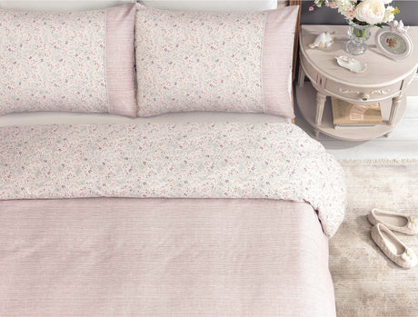100% Cotton King Size Ranforce Duvet Set - Printed Crepe Design
