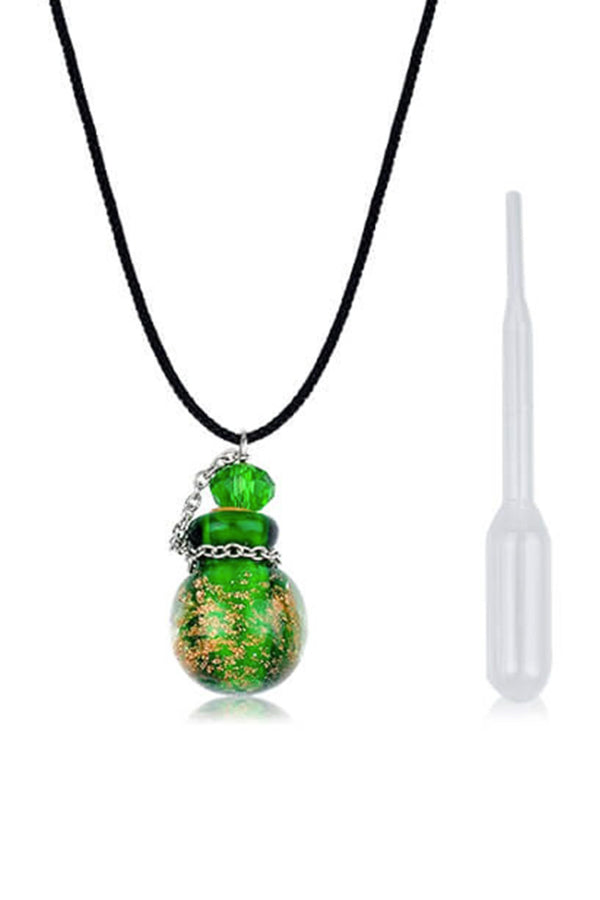 Glittering Dark Green Glass Pendant - Cork Scent Diffuser