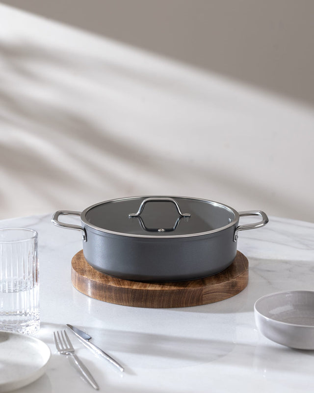 Professional Titanium Nonstick Shallow Cooking Pot - 26cm Anthracite Gray