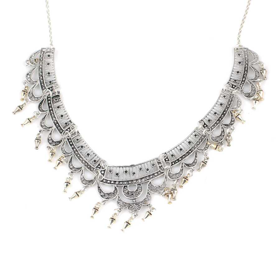Sterling Silver Filigree Necklace - Traditional Cylindrical Design