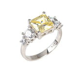 Premium Sterling Silver Square Citrine Gemstone Ring