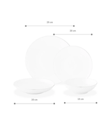 New Bone China 6-Person Dinnerware Set - Ravello White & Silver Trim