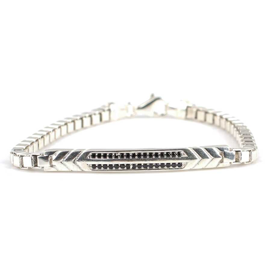 Premium 925 Sterling Silver Onyx Detailed Bracelet