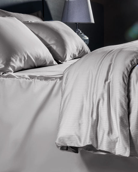 Thalie Double 100% Cotton Striped Sateen Duvet Cover Set - 300TC