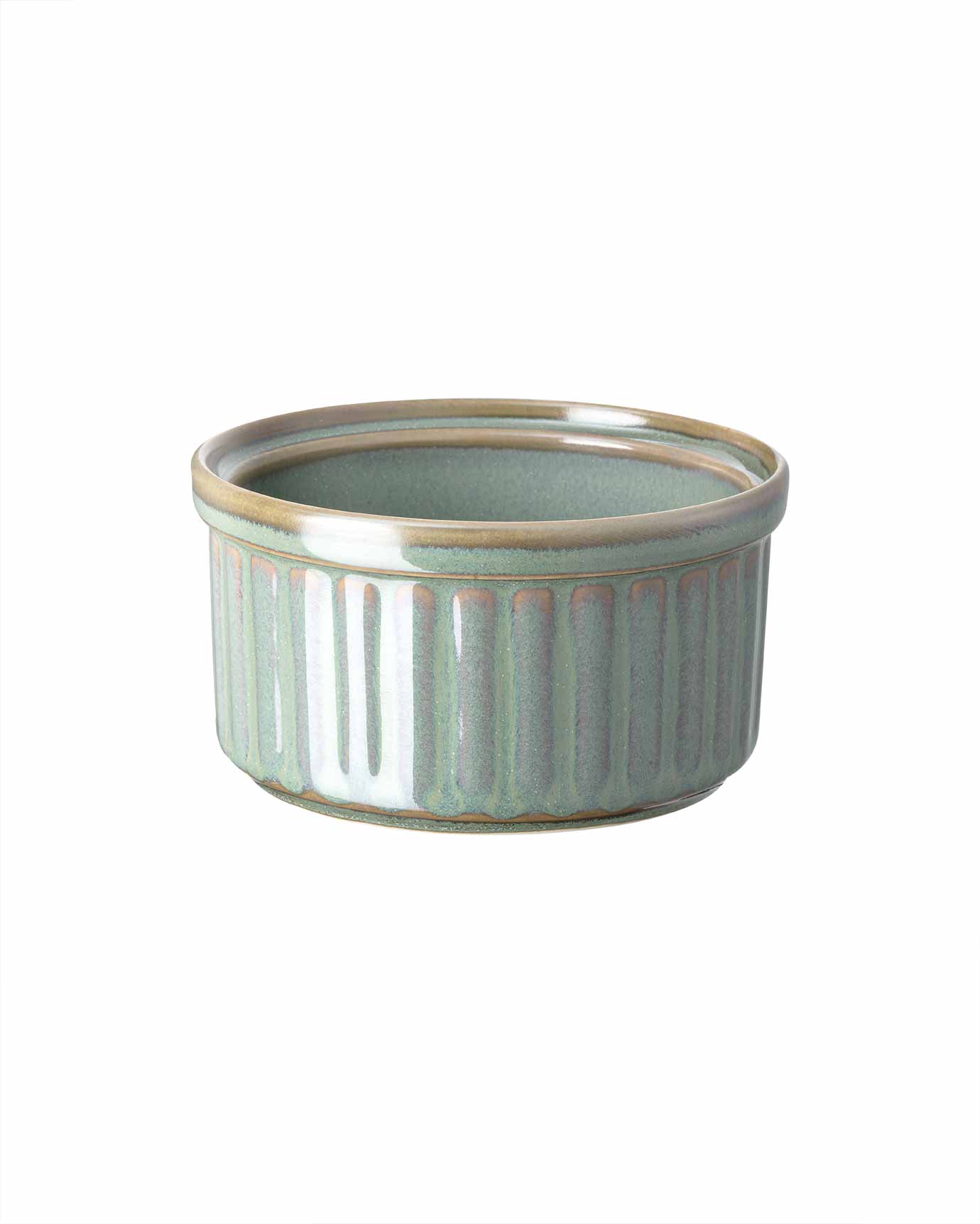 Juego de 2 Ramequines Verdes para Soufflé - Platos para Hornear de Cerámica de 10 cm