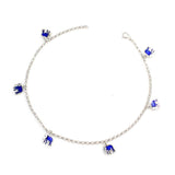 Sterling Silver Enamel Elephant Anklet - Delicate Charm Design