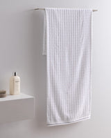 Grenat Cotton Bath Towel - White & Navy
