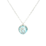 Sterling Silver Infinity Pendant Necklace - Synthetic Aquamarine