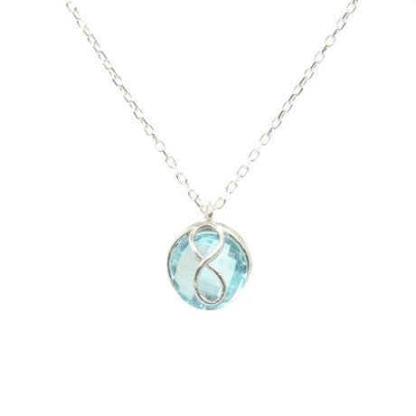 Sterling Silver Infinity Pendant Necklace - Synthetic Aquamarine