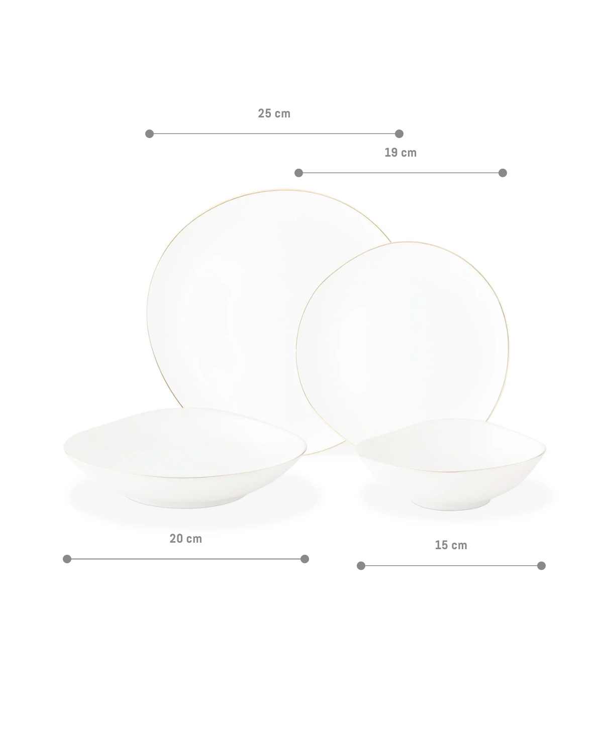 Bormio 24-Piece White and Gold Dinnerware Set for 6 People