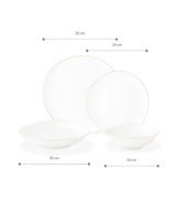 Bormio 24-Piece White and Gold Dinnerware Set for 6 People