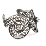 925 Sterling Silver Filigree Ring - Zircon Accented Design