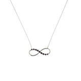 Elegant 925 Sterling Silver Black Zircon Pave Infinity Necklace