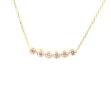 Professional 925 Sterling Silver 6 Row Pink Quartz Necklace