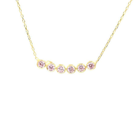 Professional 925 Sterling Silver 6 Row Pink Quartz Necklace