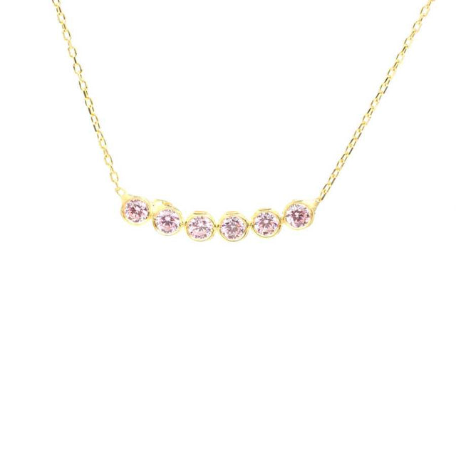 Professional 925 Sterling Silver 6 Row Pink Quartz Necklace