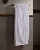 Luxury 100% Cotton Embroidered Bath Towel, White & Silver