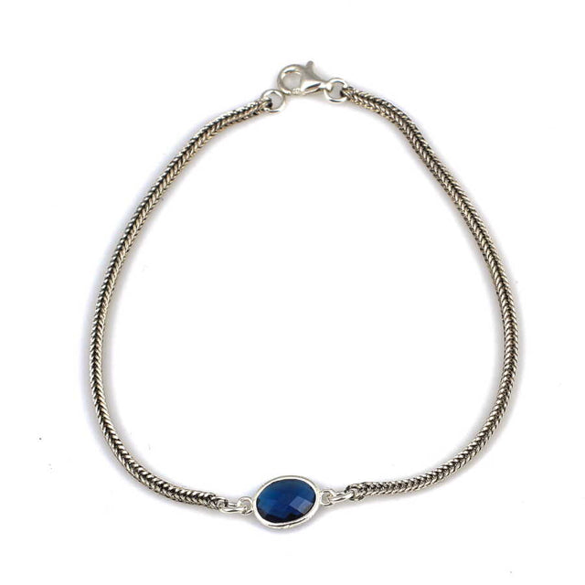 Sterling Silver Sapphire Zircon Fox Tail Chain Bracelet - Sophisticated Style