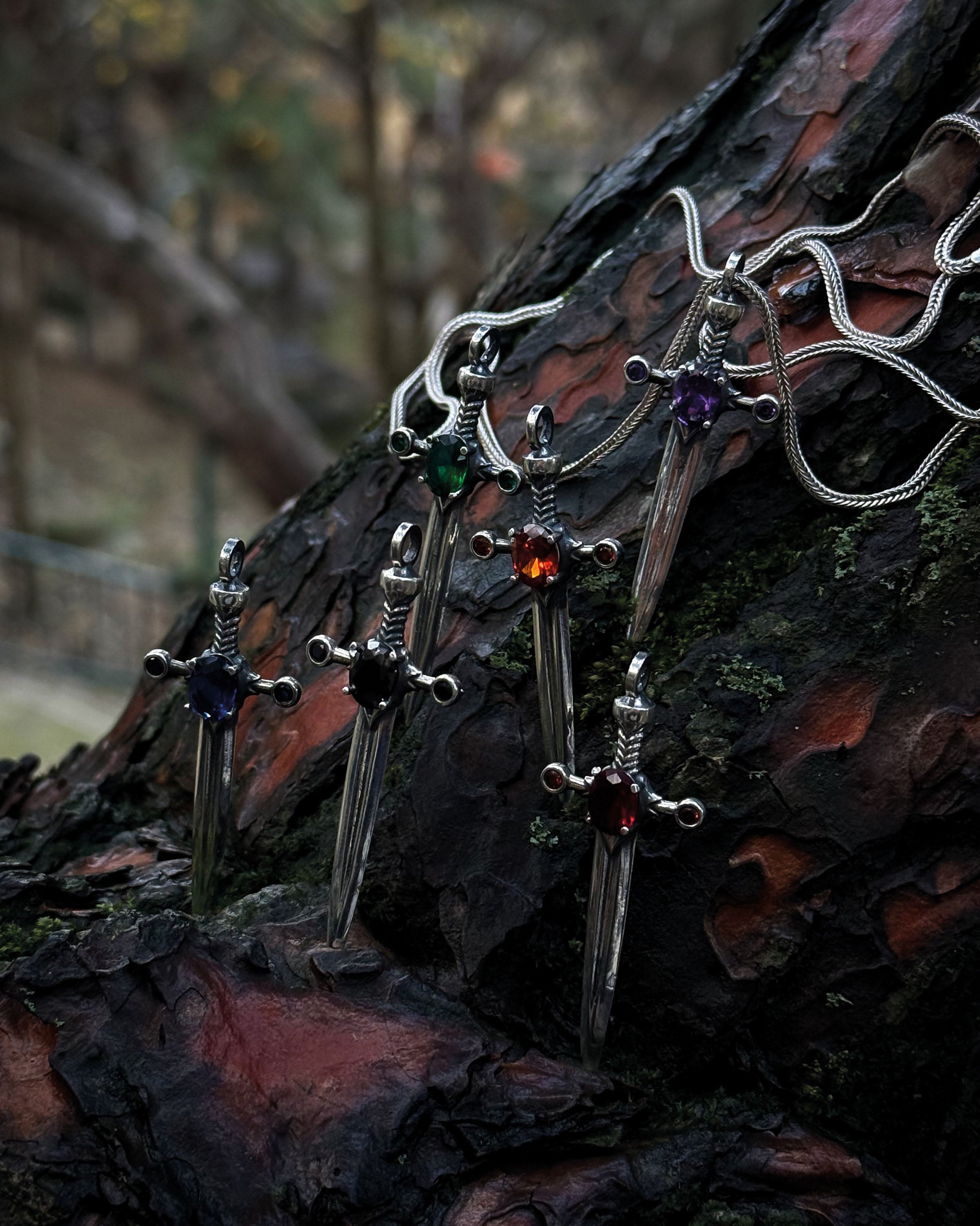 Sterling Silver Medieval Dagger Necklace - Gothic Warrior Design