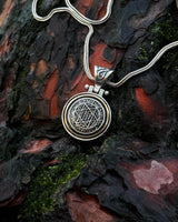 Collier pendentif en argent sterling avec sceau de Salomon rotatif - Sagesse & Protection