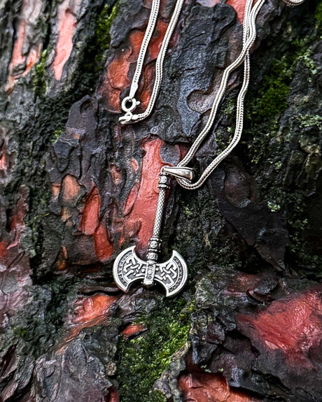 Sterling Silver Axe Pendant Necklace - Warrior Spirit Design
