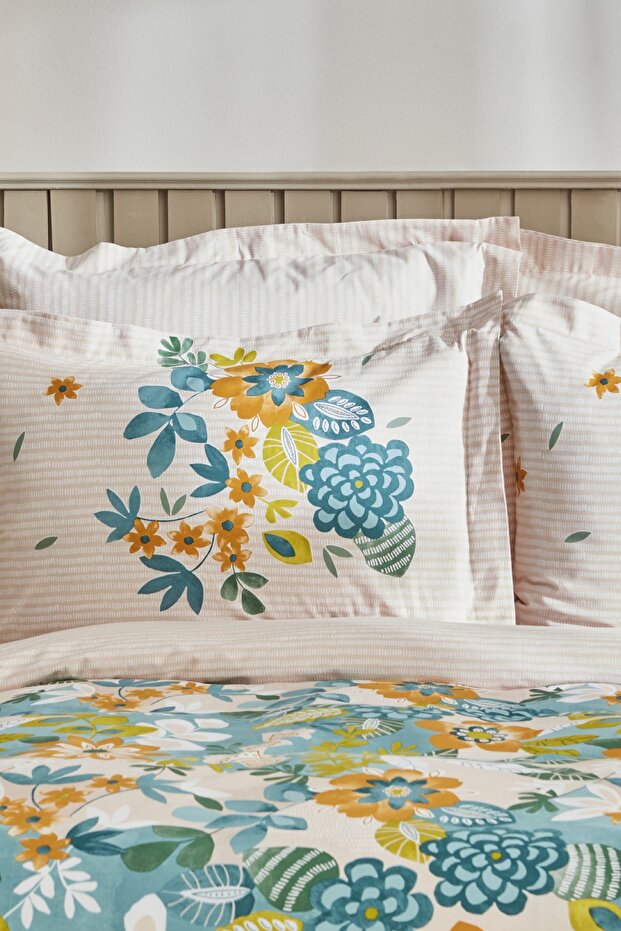 Botanical Double Duvet Cover Set - 100% Cotton, Green