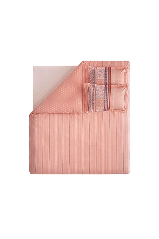 Pamena Ranforce Single Duvet Cover Set - 100% Cotton Salmon