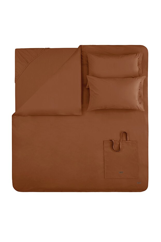 Plain Double Ranforce Duvet Cover Set - Terracotta