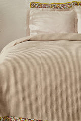 Pike en maille gaufrée Glam - 200x220 cm Beige Mélange de coton