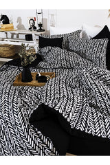 Double Cotton Duvet Cover Set - Reversible Herringbone Pattern