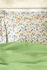 Noya 100% Cotton Single Size Pique Bedding Set - Green