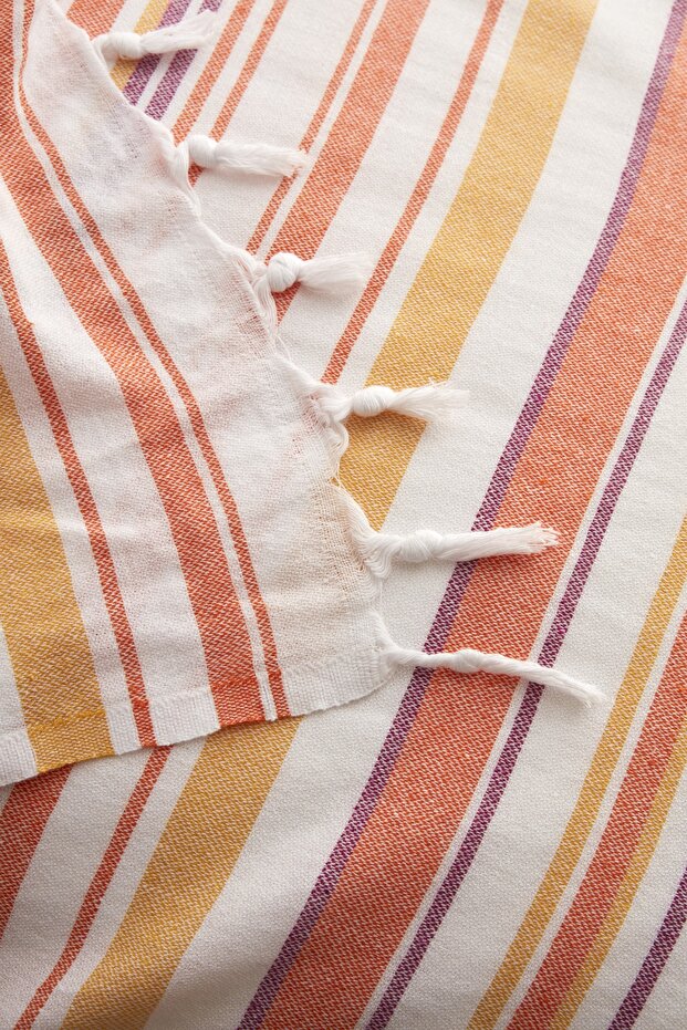 Montre Double Peştemal Pike - Orange Striped Blanket 180x220cm