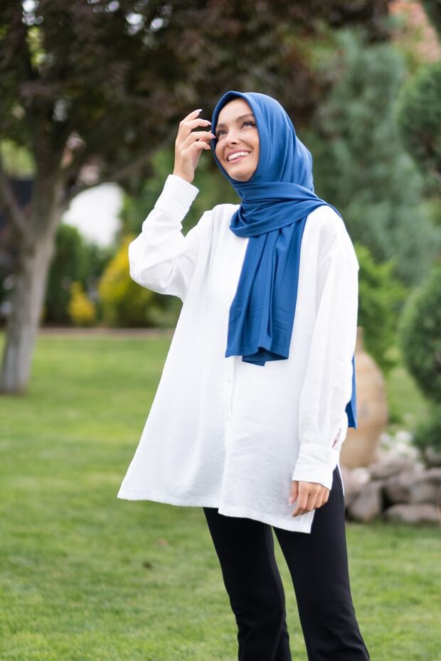 Écharpe Pratique Prête à Porter en Viscose - Bleu Denim