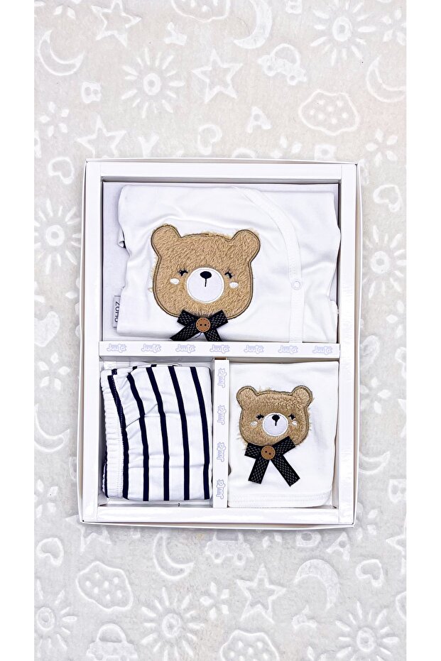 Newborn 5-Piece Bear Embroidered Baby Clothing Set 0-3 Months