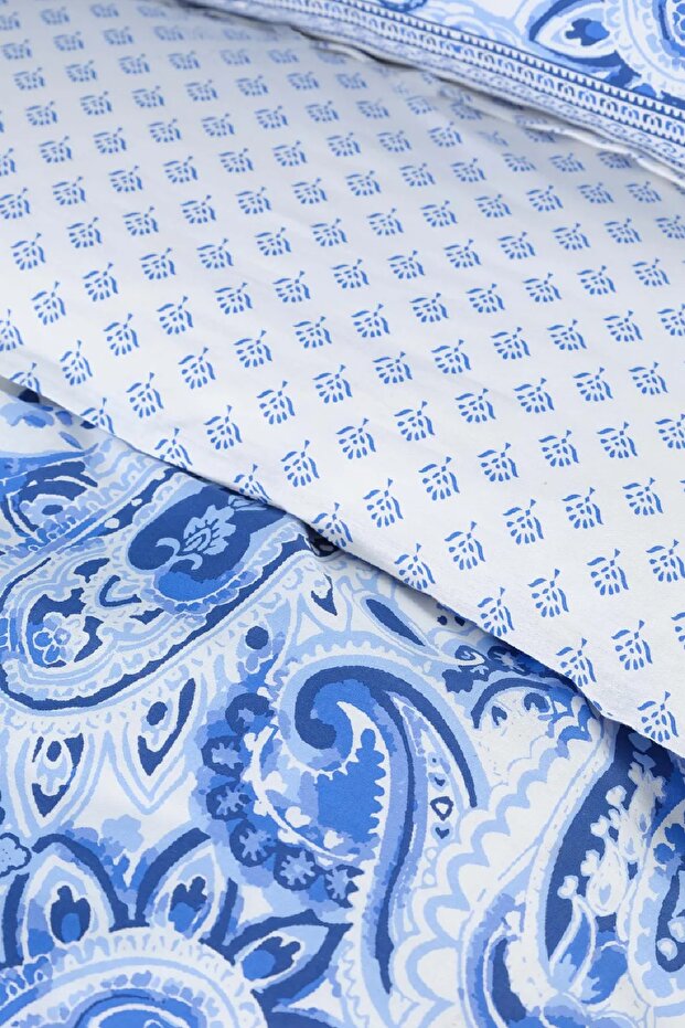 Bellance Blue 100% Cotton Double Duvet Cover Set